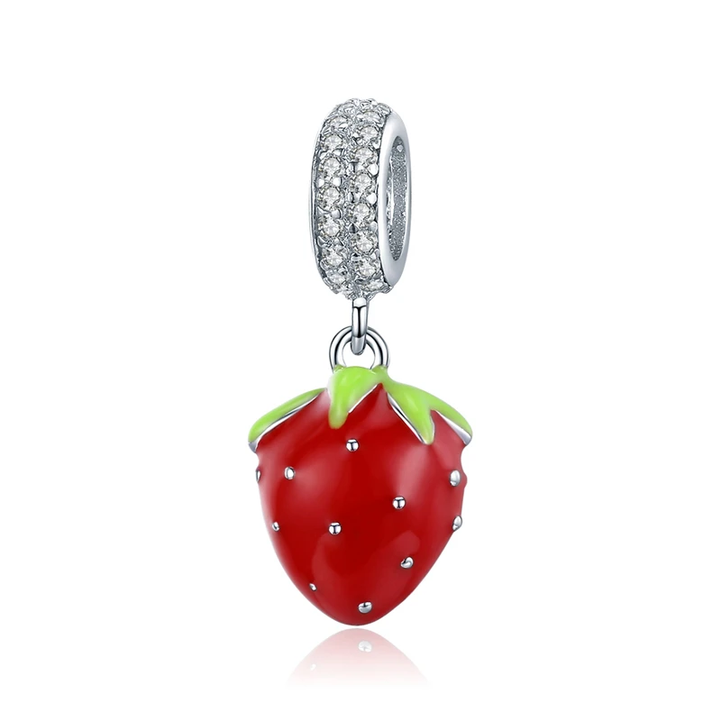 

Red Enamel Strawberry Pendant Charm fit for Original Silver Bracelet or Necklace 925 Sterling Silver Jewelry