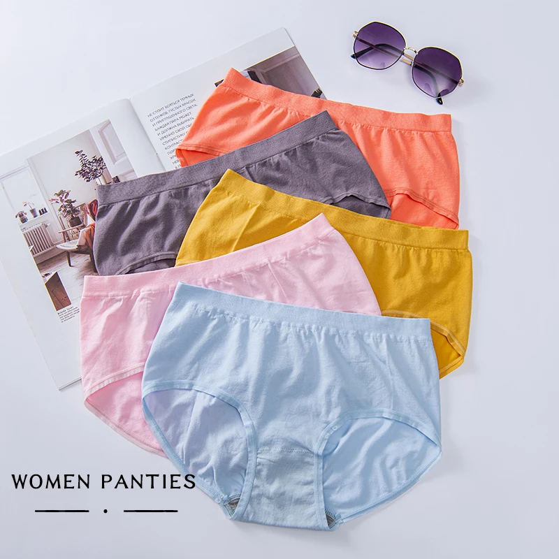 

Wholesale Custom Logo Breath Cotton Solid Color Ladies Briefs High Quality Women's Panties, Beige,pink,light pink,blue,purple