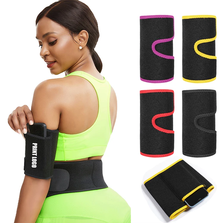 

Custom Logo 2 pieces/Pair 6 Color Phone Pocket Women Fat Burning Compression Neoprene Arm Slimming Shapers, As show