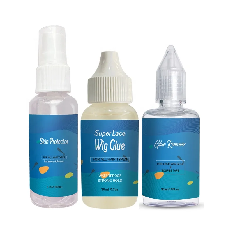 

Super Lace Wig Glue  Remover 30ml And Skin Protector  Tool Kits For Lace Wig, White, clear