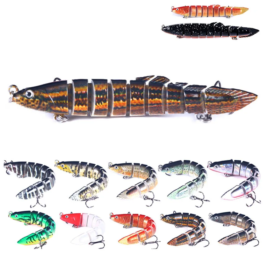 

Pesca Peche Artificial Fishing Lures Bait Angle 14cm 22g 9 Segment 4#Hook Blood Tank Multi-section Road Sub-bait Isca Wholesale, 14colors