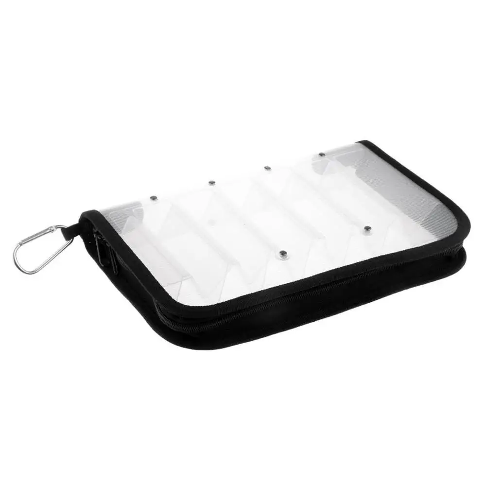 

Fulljion Squid Jig Lure Bag Pouch Both Side Storage Lure Case Holder Wallet Clear Waterproof bag with zipper 12 Compartments