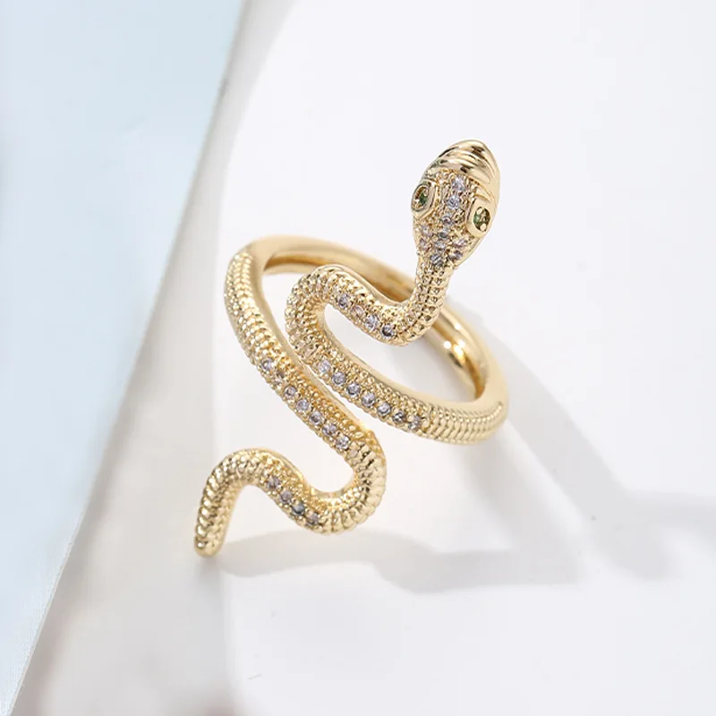 

Fashion Copper Gold-plated Opening Snake Ring Adjustable Wholesale Fine Jewelry Rings Women