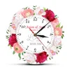 Custom Name Married Date Modern Wall Clock Anniversary Floral Wall Watch Personalized Wedding Gift