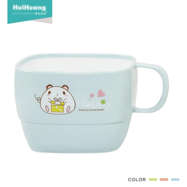 High quality stackable cute square drinking bulk plastic coffee mugs with handle .jpg