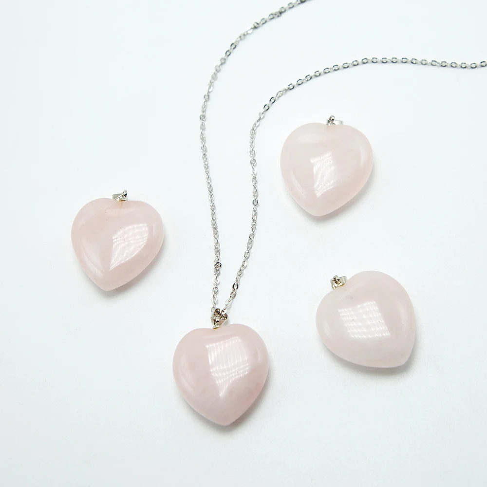 

Natural Rose Quartz Heart Pendant for DIY Jewelry Making