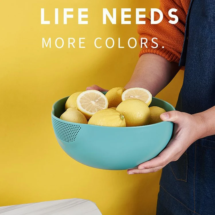 

Kitchen fruit and vegetable storage shelf sink round filter drain basket, Green, red and white