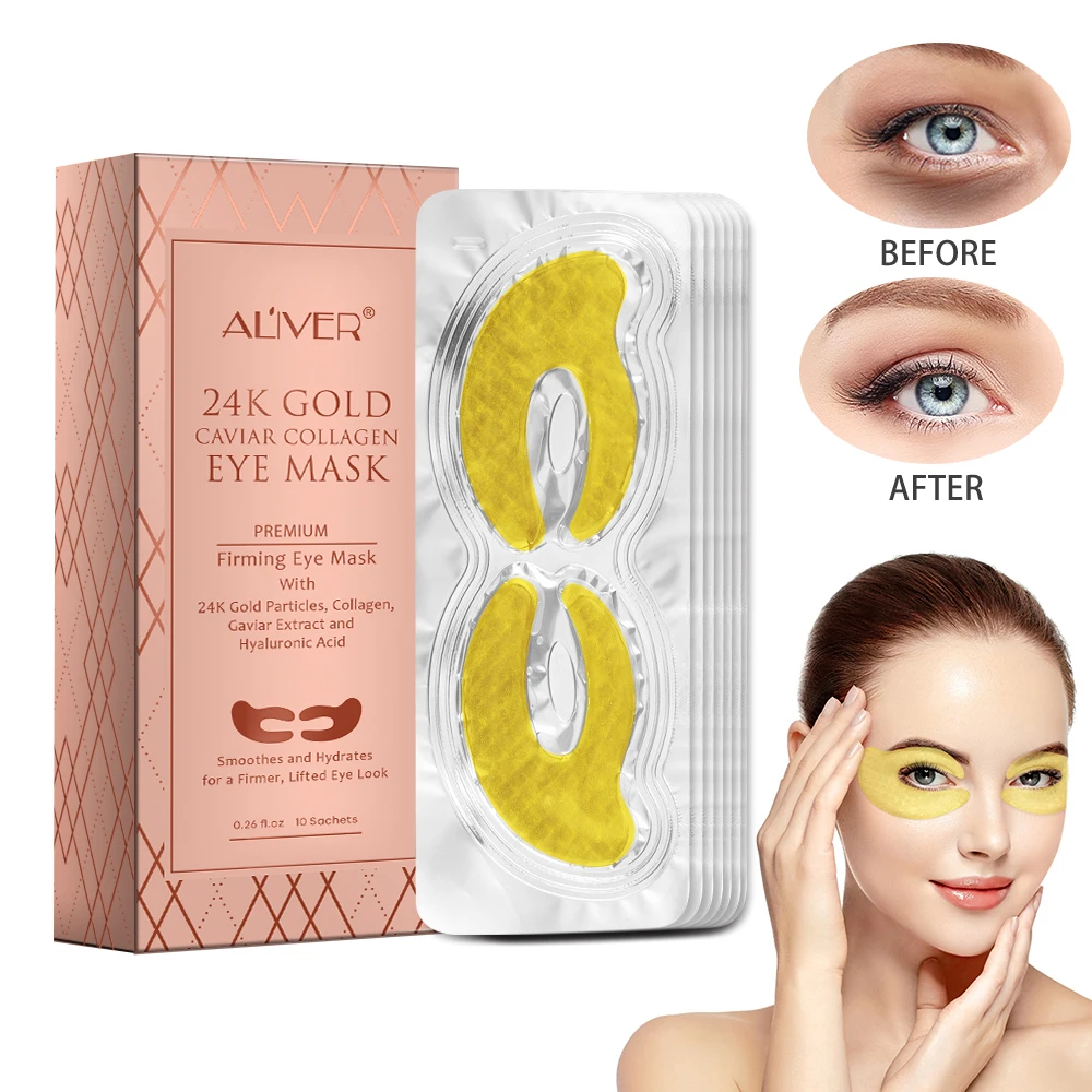 

ALIVER Anti Wrinkle Eye Sheet Gel Beauty Skin Care Dark Circle 24k Gold Caviar Collagen Eye Mask