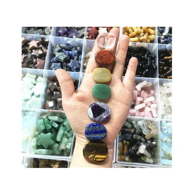

Wholesale natural crystals gemstone healing 7 chakra set stones palm stone for Home Decoration