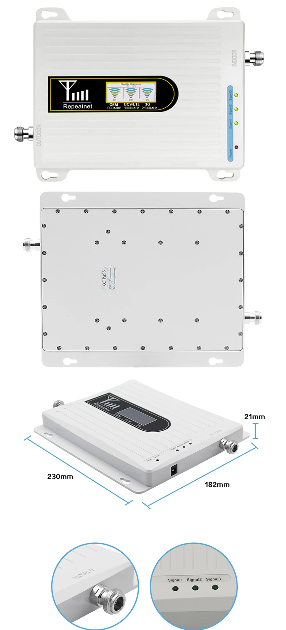 Indoor Mobile Network Booster 900 3g 2100 Lte 4g 1800 Triple Band