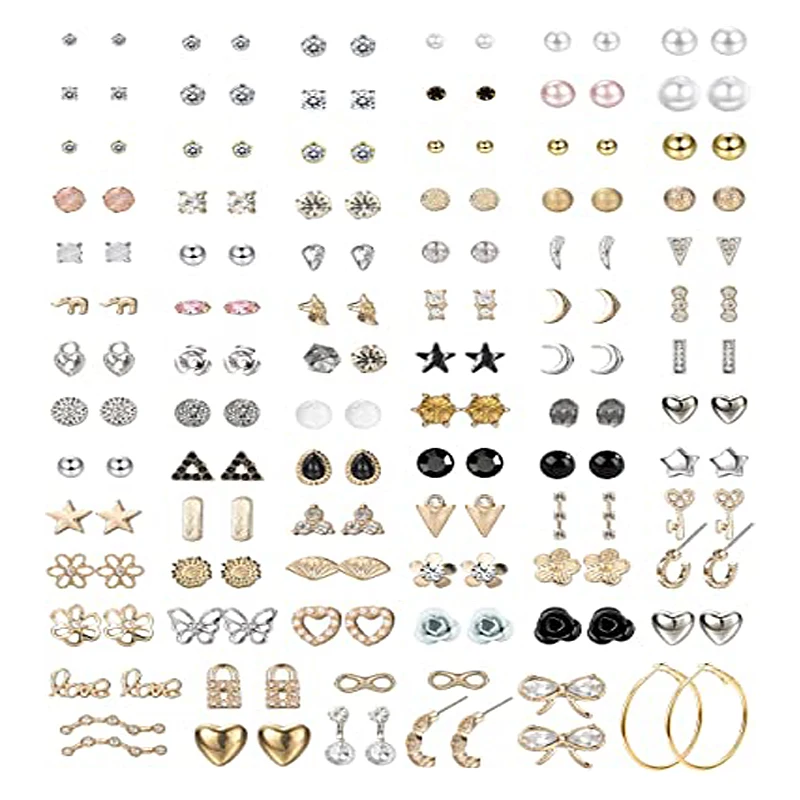 

Sterling Silver Needle Stud Earrings Zircon stone Small Ins Trendy Simple Earrings Set for women jewelry