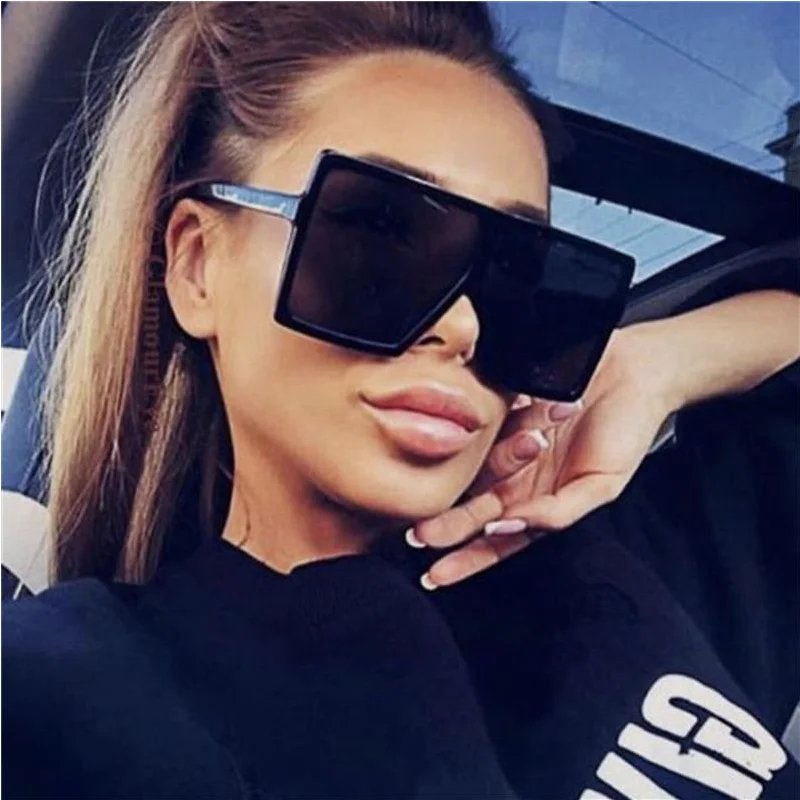 

Brand Designer Fashion Custom Square Oversized Big Frame Sunglasses Women