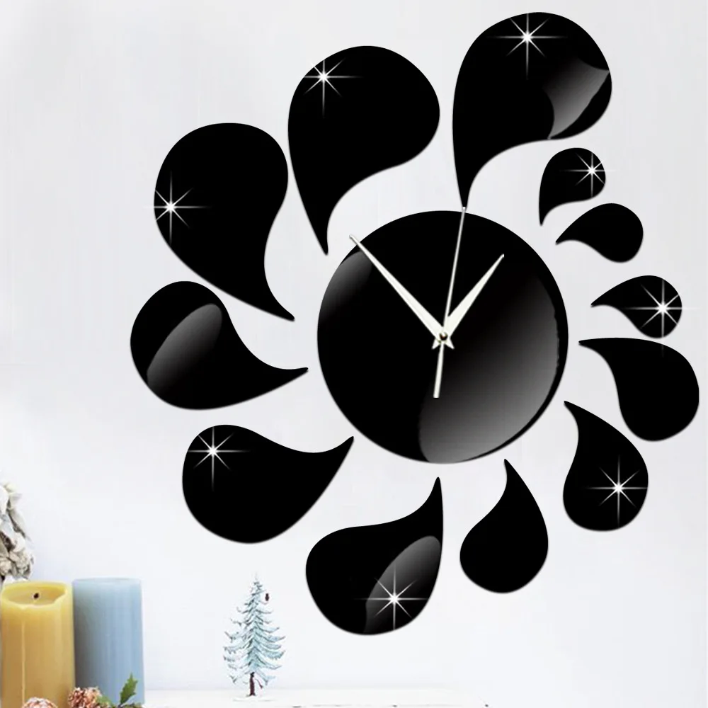 

Relogio Parede Fashion Beautiful Wall Clocks Wall Mirror Clock for Living room Bedroom, Black&red