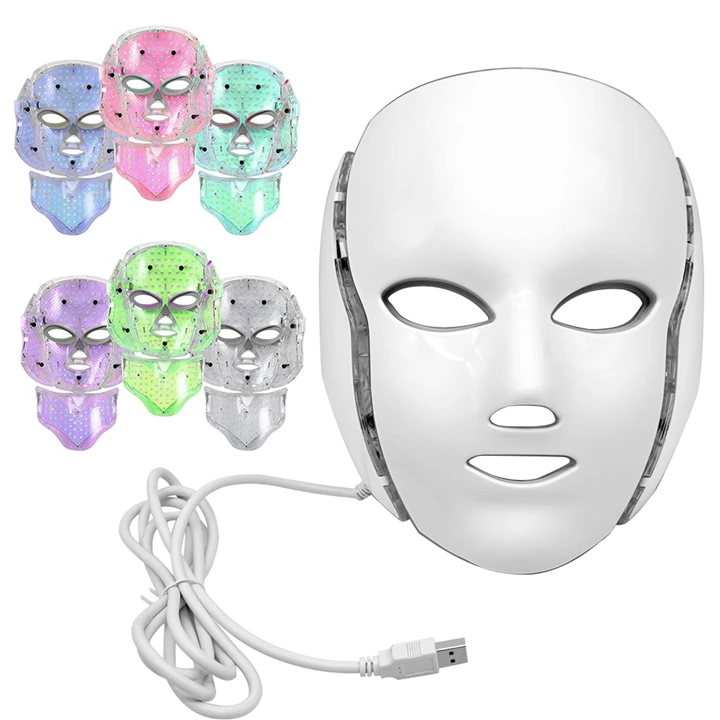 

Newest 7 Color Light Therapy Facial Skin Rejuvenation Led Face Mask, White