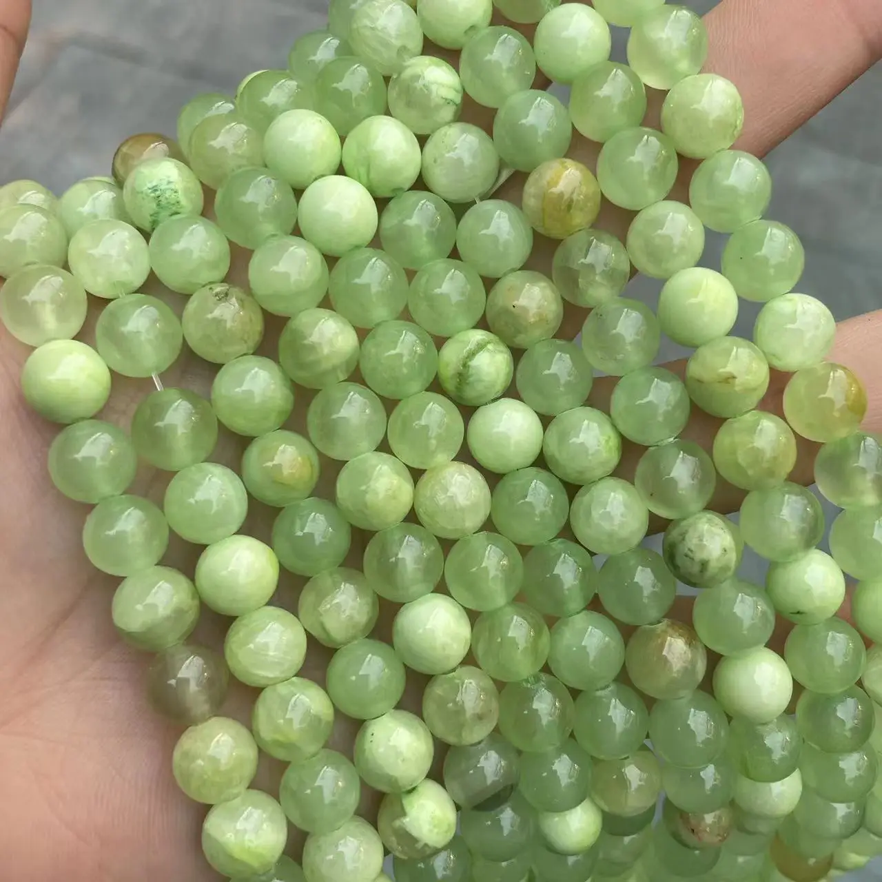 

6/8/10/12mm Wholesale Natural Loose Smooth Round Crystal Beads Green Jade Loose Stone beads for Jewelry Making Bracelet