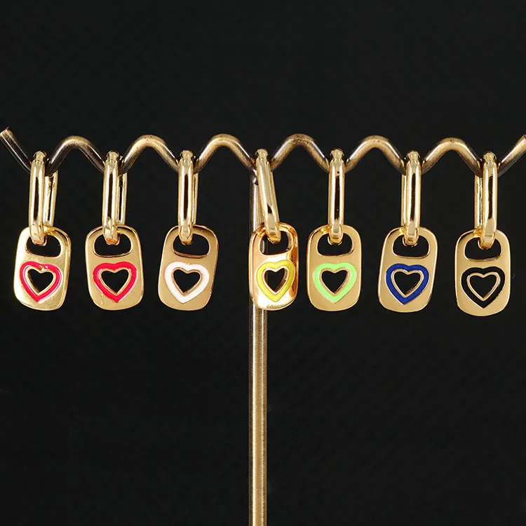 

Rainbow Enameled Gold Plated Soda Pop Can Tabs Caps Huggies Hoops Earring for Women Ladies