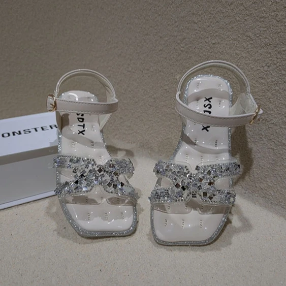 

Fairy style new diamond foreign style little girl soft soled sandals