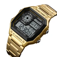 

Skmei 1335 Hot Mens Watches Rose Gold Stainless Steel Watch Popular Digital Gold Wrist Watch Luxury Quartz relogio masculino