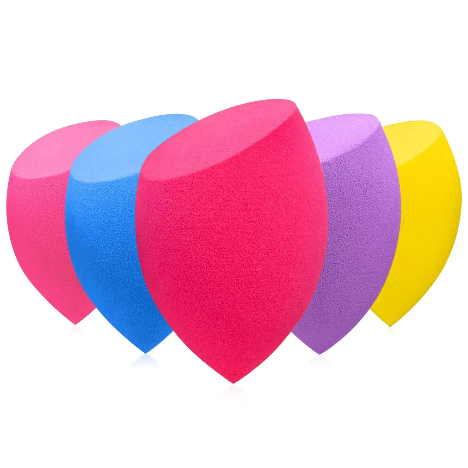 

Amazon Top Seller Hot Sale 5 pcs Olique Cut-shaped Beauty Makeup Sponge Set Latex Free Elastic Brilliant Color Blenders, 5 colors