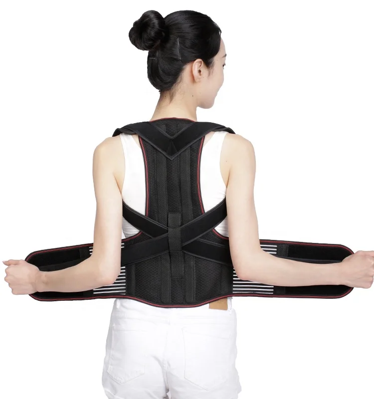 

2020 Adjustable Back Brace Posture Corrector Back Spine Support Brace Belt Shoulder Lumbar Correction Bandage Corset For Men Wom, Customized color