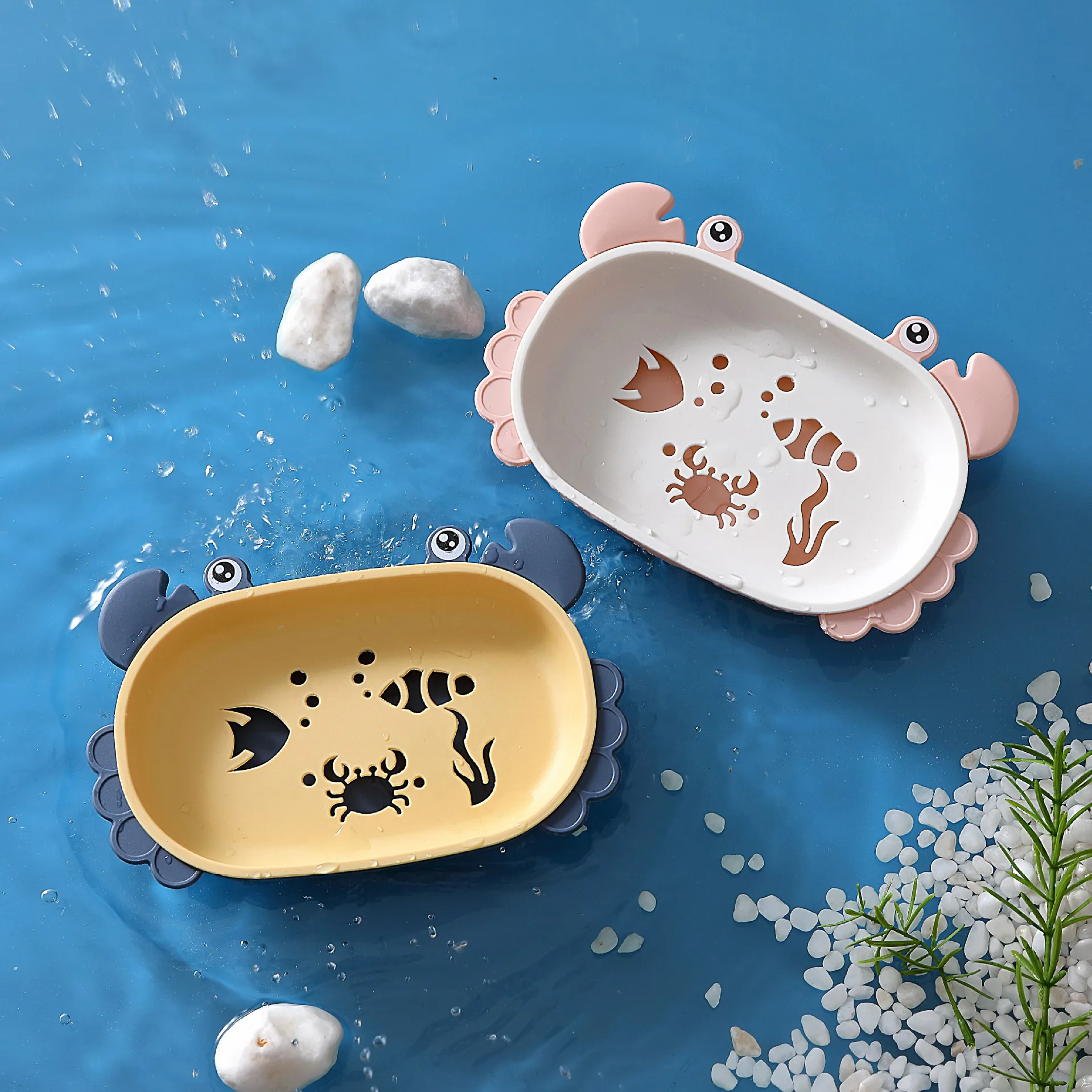 

Detachable Design Of Bamboo Bathroom Fiber Crab Carton Cute Soap Dish Box For Easy Cleaning