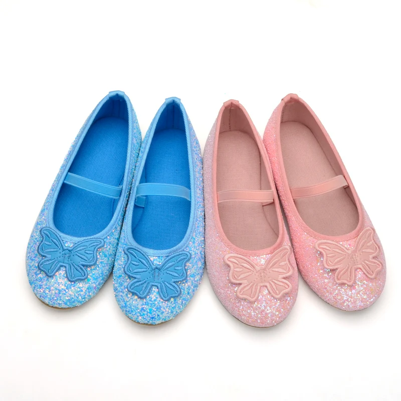 

RTS Direct selling Elastic band baby glitter lighting bow shoes kids girl, Pink