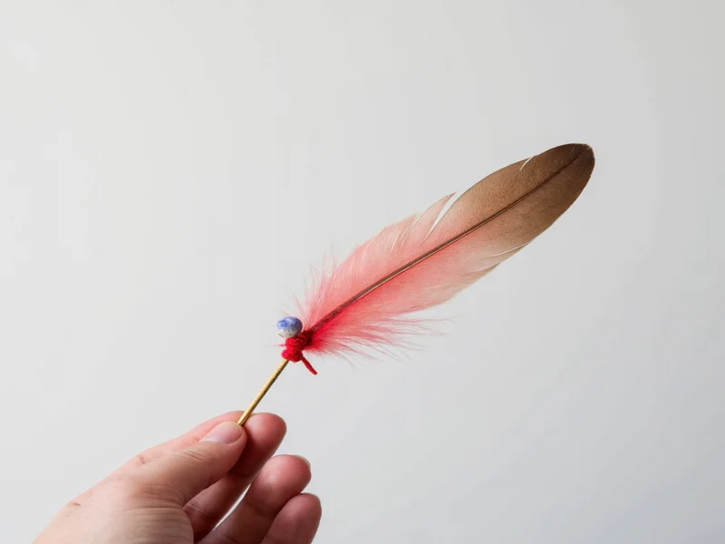 DIY cat wand feather lure with secure knot