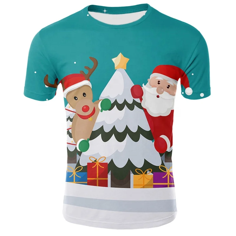 

3D Funny T shirts and Santa Claus Printed Tshirt Men Women Summer O Neck Shirt, Customized colors