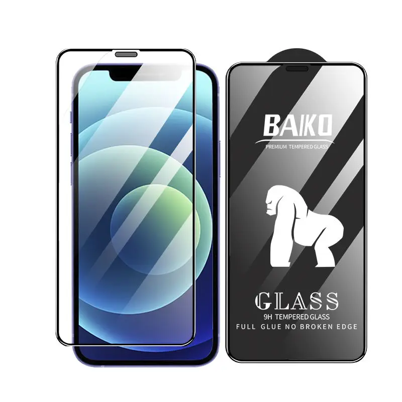 

Baiko 0.3mm Silk Print High Aluminum Dust Proof Baseboard Screen Protector for iPhone 11 12 13 pro max x xr Tempered Glass