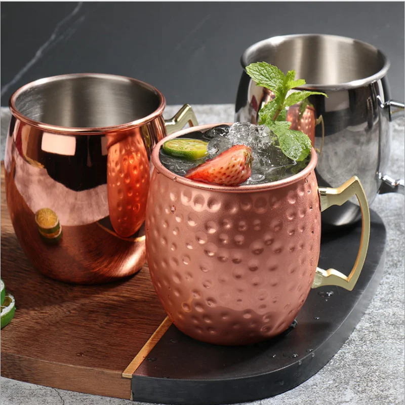 

Stainless Steel Moscow Mule Mugs Cocktail Copper Gold Brass Mugs Handmade Pure Copper Cups, Gold/ sliver/ black