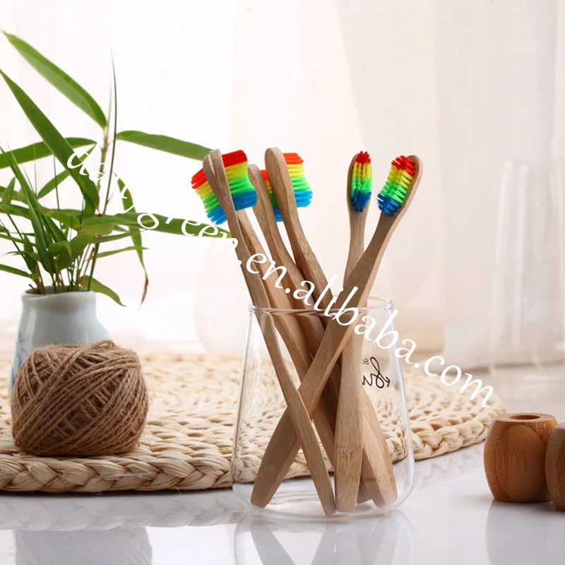 

2021 Hot Selling Colorful Bristle Toothbrush Natural Bamboo Tooth Brush With Holder