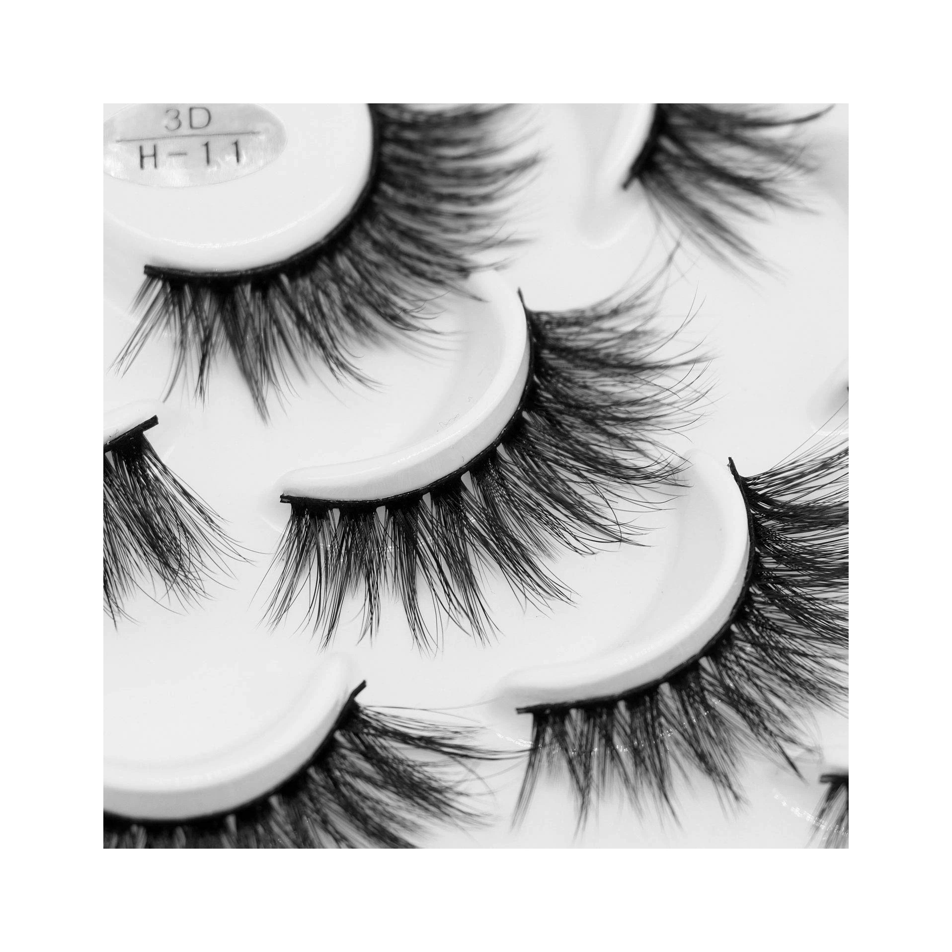 

3DH11 Handmade 16mm Mink Eyelashes Vendors Short 3d Mink Eyelashes, Black