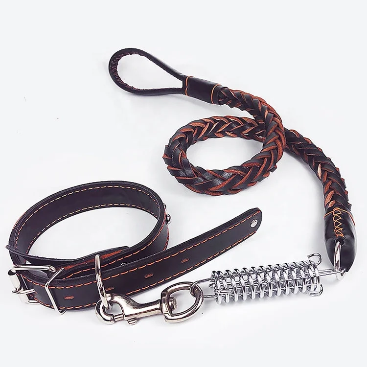 

Luxury Dog Leather Collars High Quality Low Price Leash And Collar For Dog, Black/brown