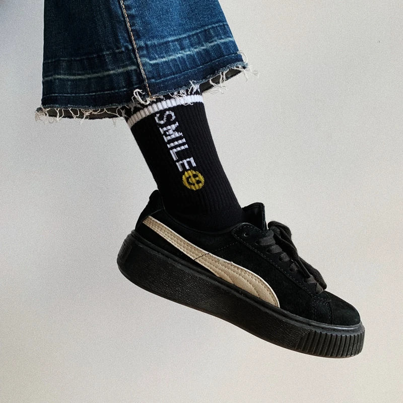 

Letters Character Black Outdoor Women Fashion Street Hip Hop Socks, As pic