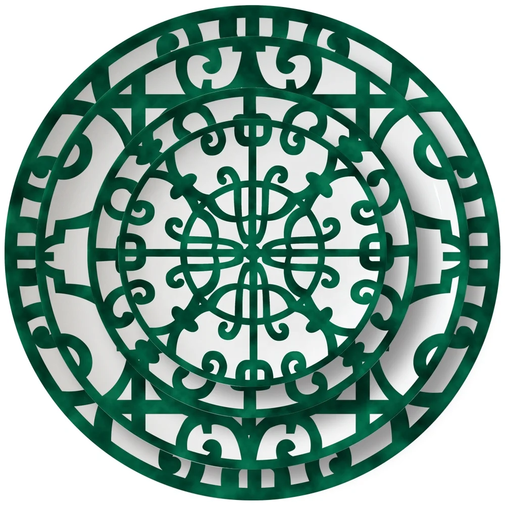 

Green hot design dining catering plate bone china dinner sets plate