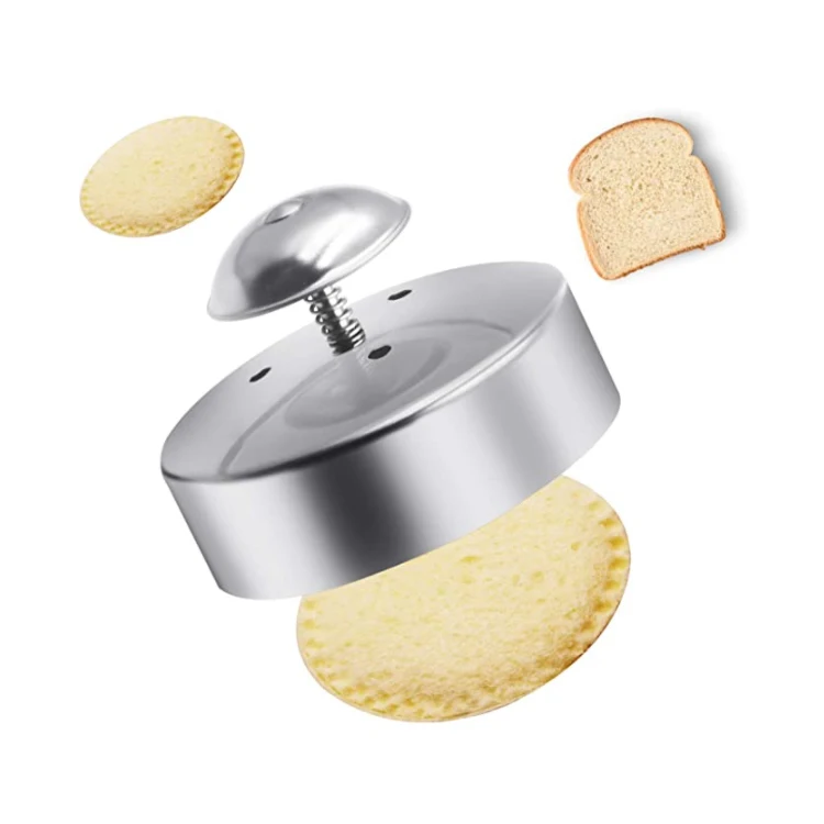 

Amazon hot selling round stainless Steel mini slice breakfast bread cookie maker sandwich cutter and sealer set for kids