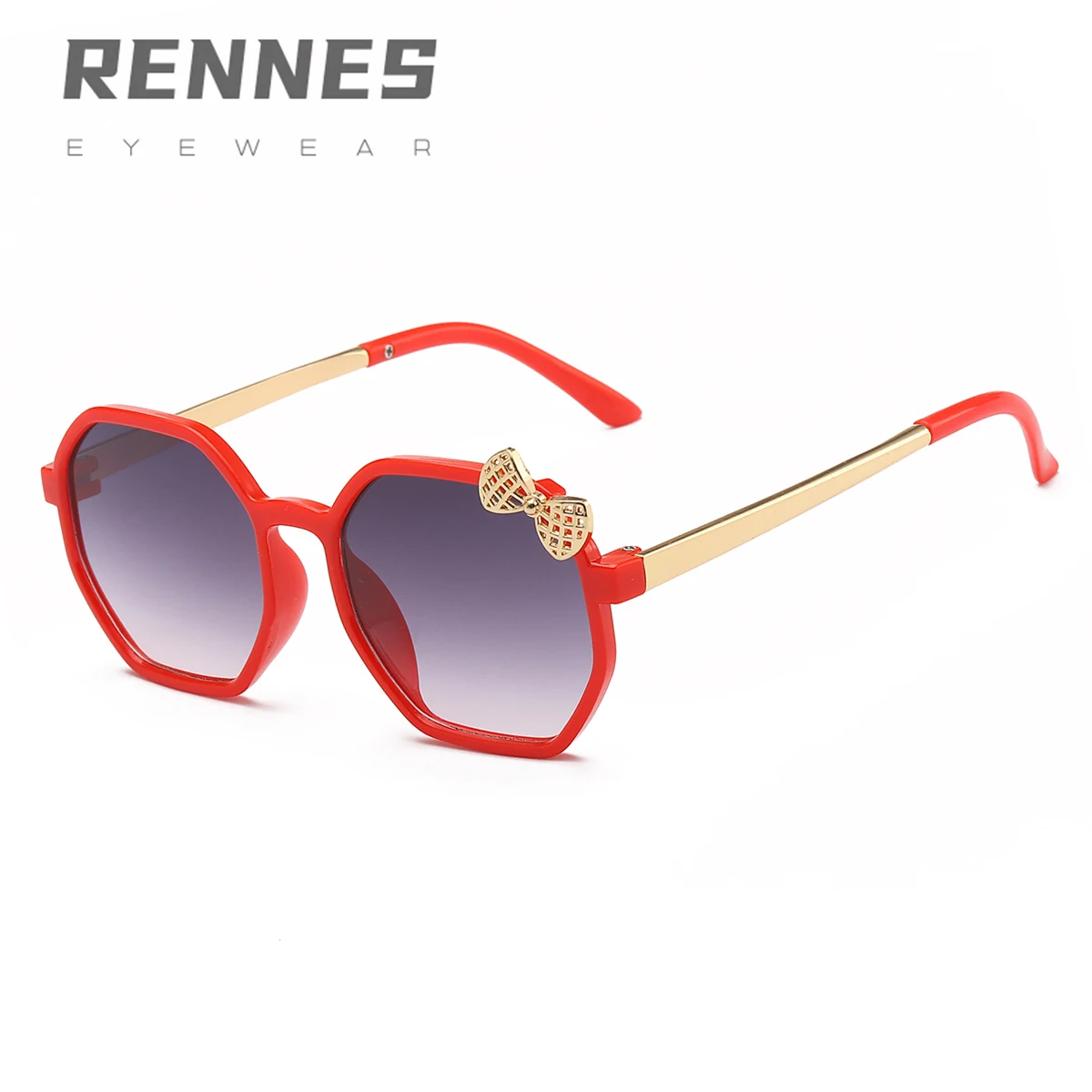 

2021 New Sweet Metal Frame Hexagon Shape With Bow-knot Accessories Children Sunglasses UV400 For Kids Sunglasses Wholesale