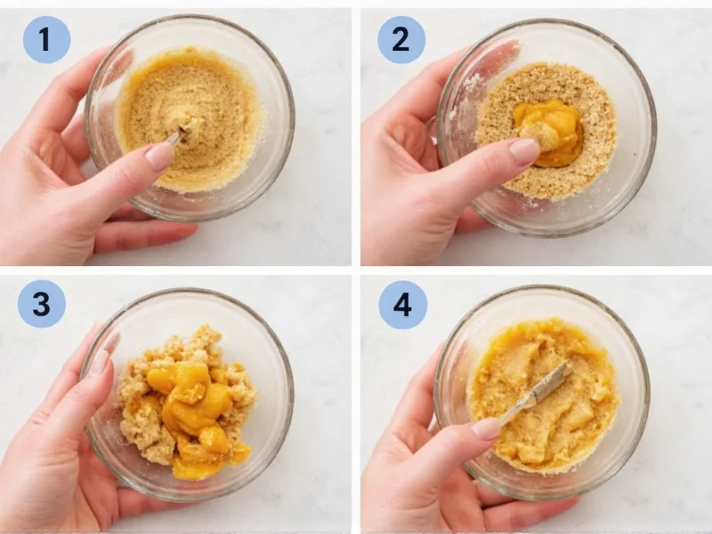 Step-by-step photos of making peanut butter dog biscuits