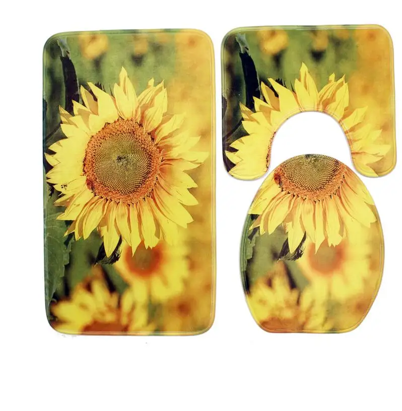 

MZL Bath Mat Set Anti Slip Carpet Bathroom Rug Modern Bathroom Cover Toilet Seat Mat Bathroom Doormat Absorbent 3pcs Bath Set