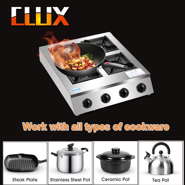 Home cooking tabel-top stainless steel square 4 burner gas oven stove