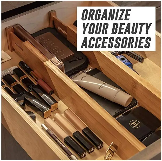 

Multi-purpose Natural Adjustable 4-pack Kitchen Bamboo Drawer Organizer Wood Expandable Drawe Dividers Set For Cutler