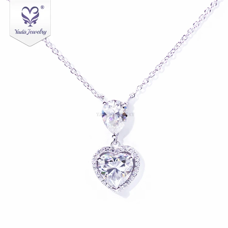 

Yadis fashion jewelry 18k gold plated 925 sterling silver heart moissanite pendant necklaces for women