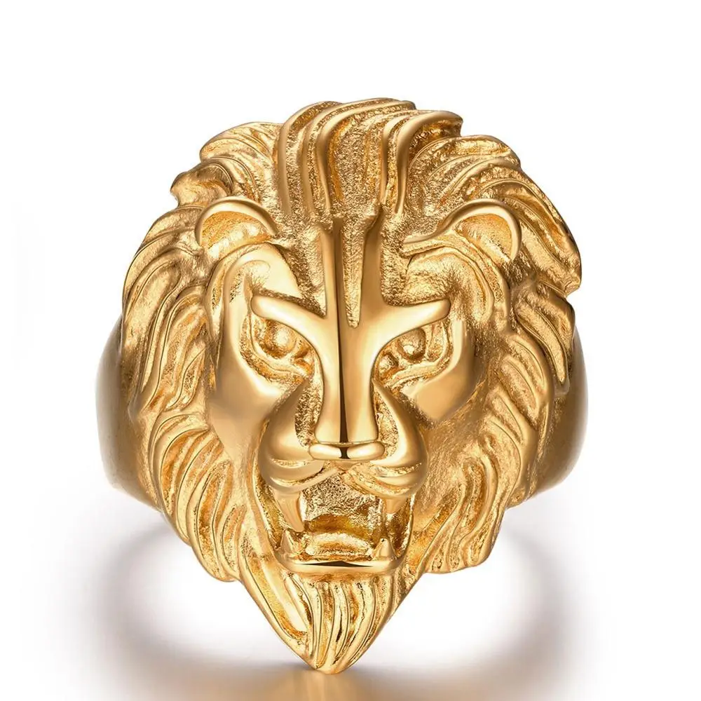 

Hiphop Punk 316L Stainless Steel Lion Head Rings For Men Animal Shape Ring Jewelry Drop Shipping