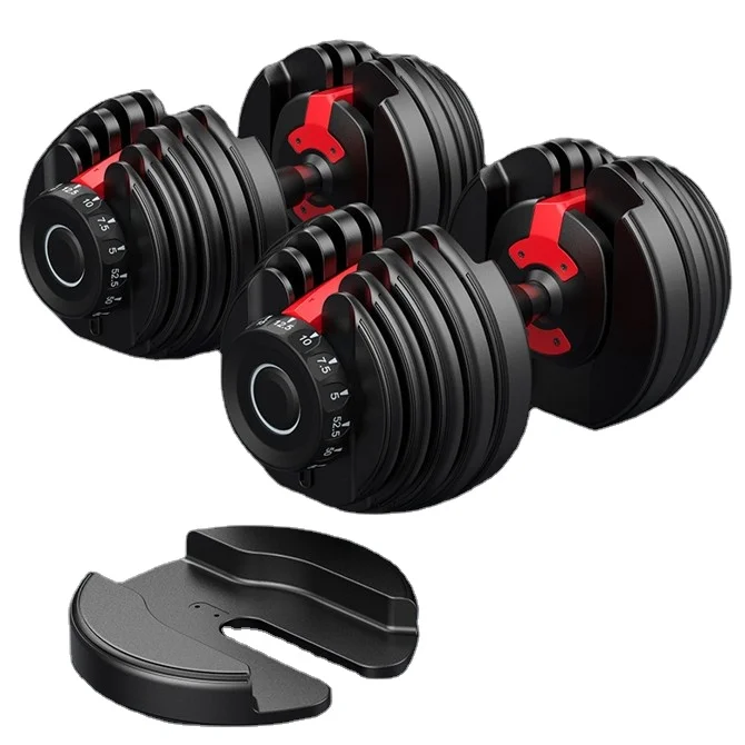

Dumbbell Adjustable Home Fitness Equipment Adjustable Weight 52.5lb 90lb 24kg 40kg Dumbbell Set, Black+red