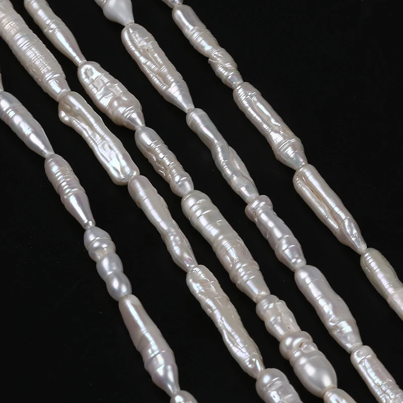 

Natural Pearl Stick Biwa Shape Freshwater Pearl Beads For Jewelry Making, White