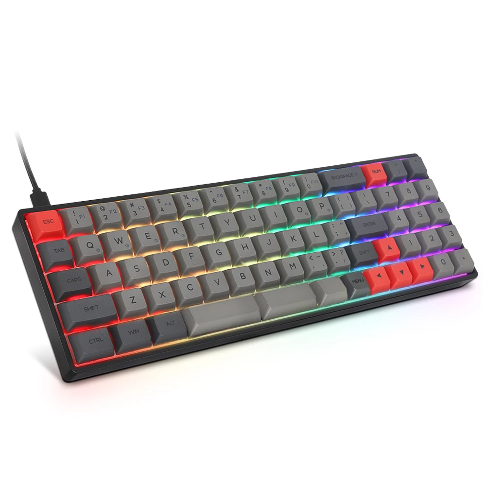 

Home Notebook Desktop Computer Mechanical Keyboard Wired Type c RGB 73 Keys Gaming Keyboard for PC gamer, Black/ white