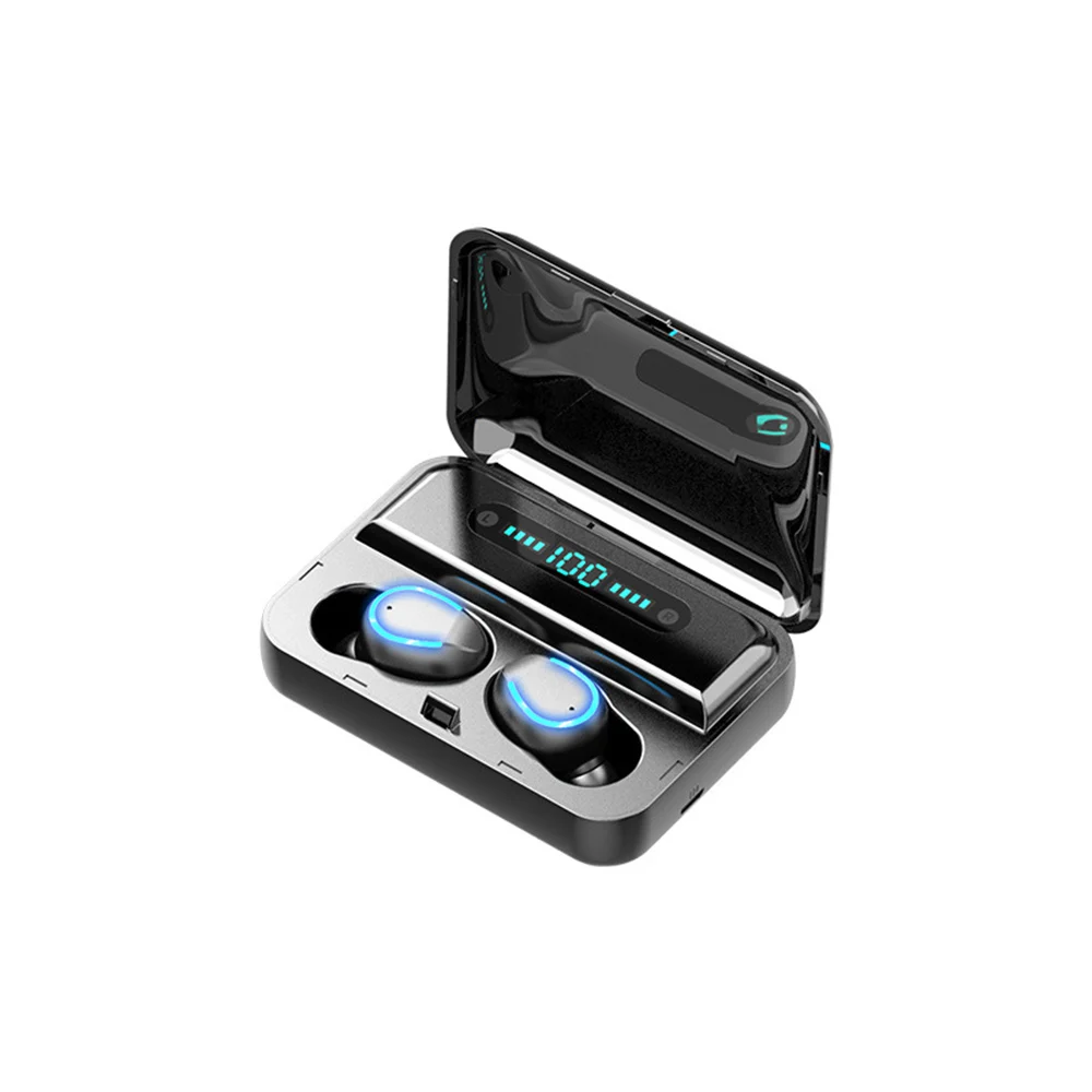 

USLION TWS 5.0 Earphones 2000mAh Charging Box Wireless Headphone Stereo Sports Waterproof Mobile phone Earbuds Gaming Headsets, Black