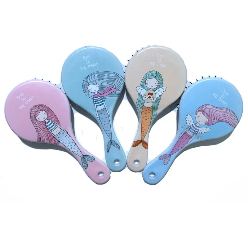 

Low MOQ Cartoon Elegant Massage Hair Brush Personalised Logo Round Mini Hair Brush Smooth Hair Trip Portable Hairbrush, Customized color