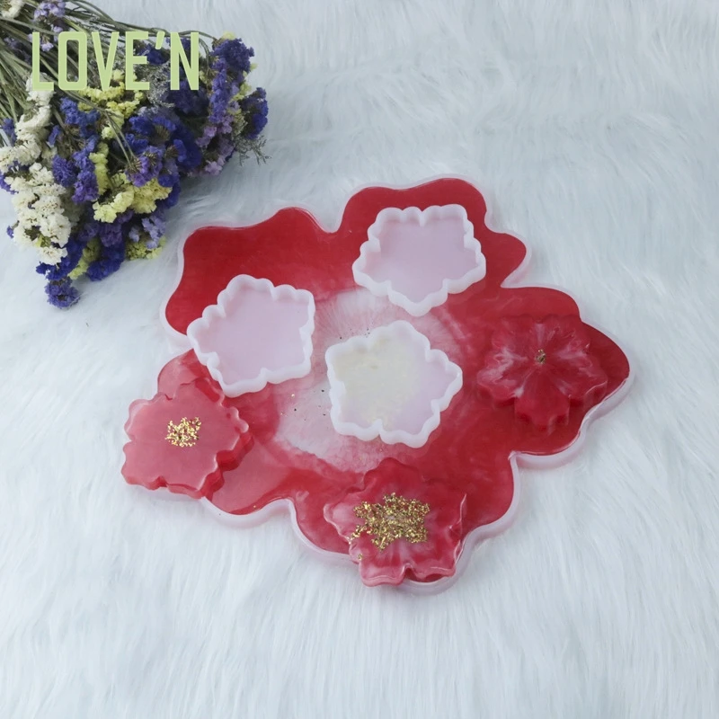 

LOVE'N LV139S Manufacturers Resin DIY Fruit dish Plate Tray mould agate Flower geode sakura coaster Silicone Mold for home decor