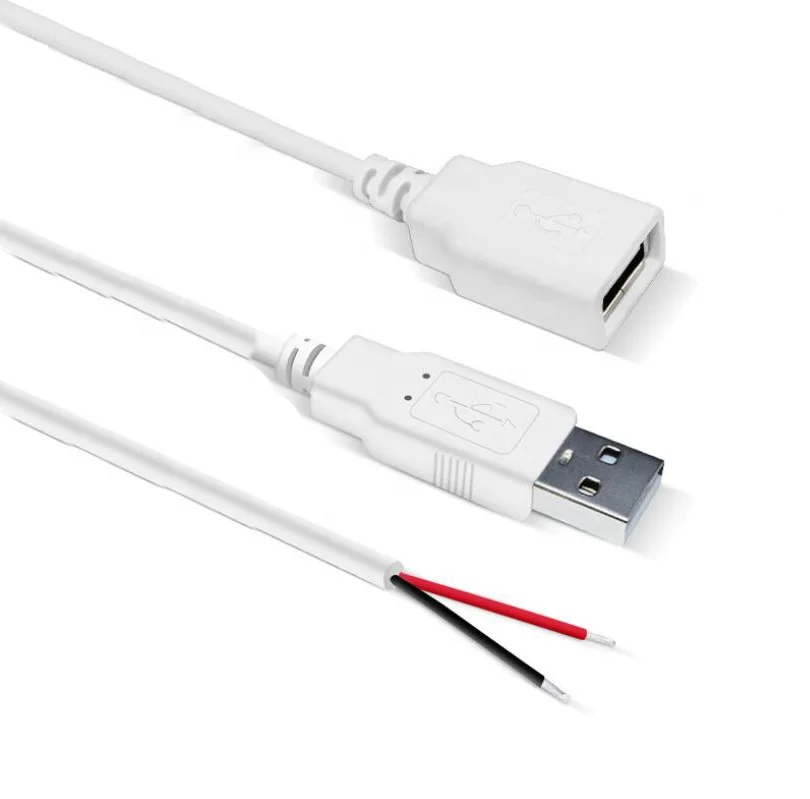 

USB A Type to Open Bare End Data Charging Cable wire white USB Cable ROHS Compliant